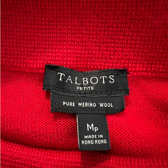 NEW Talbots Boatneck Sweater w/Rolled Neckline Size MP in Red Pure Merino Wool - Picture 3 of 6